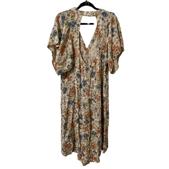 Saltwater LUXE Floral High Low Button down Open Back Midi Dress Sz S Made in USA - Picture 4 of 7